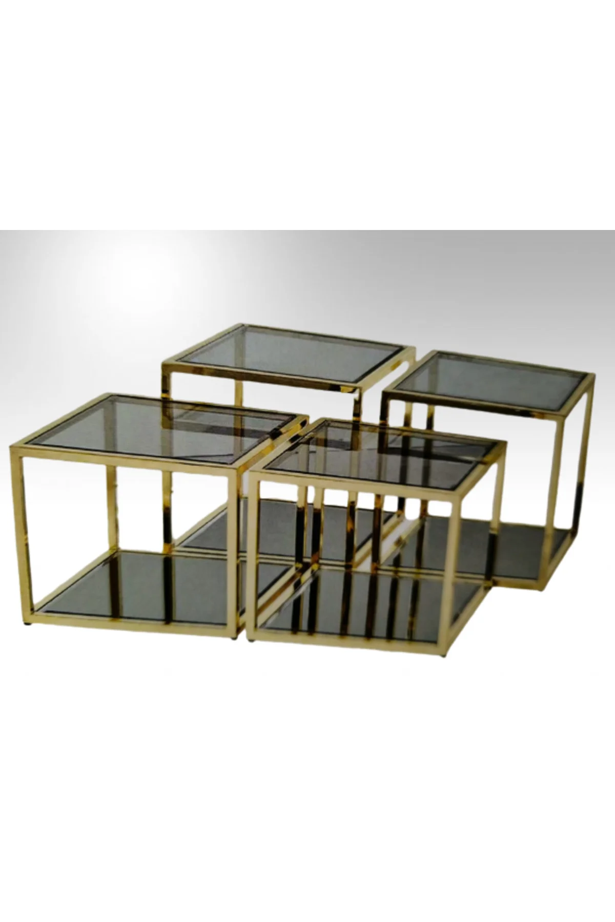 Zigon Orta 19333 Model kare Metal gold kaplama Temper kırılmaz cam füme El yapım - Görsel 2