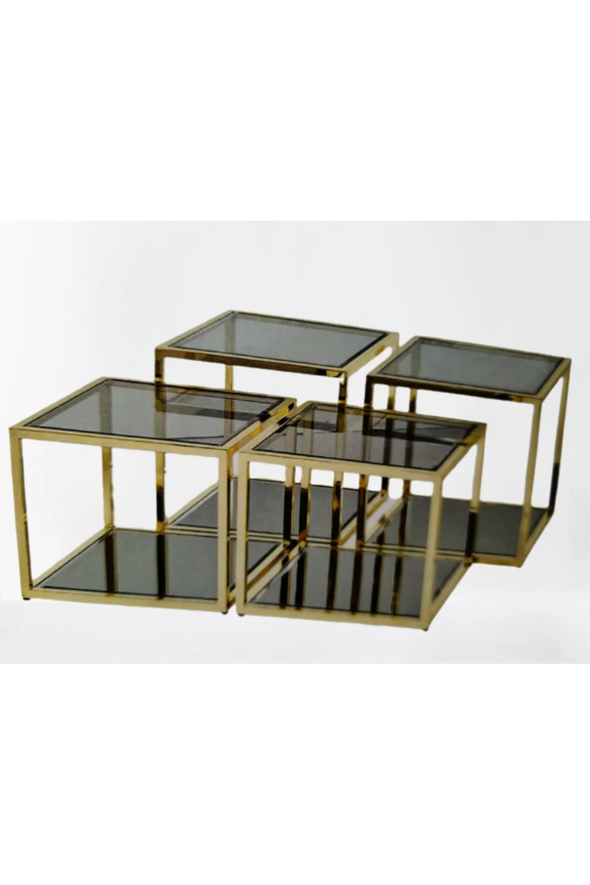 Zigon Orta 19333 Model kare Metal gold kaplama Temper kırılmaz cam füme El yapım - Görsel 4