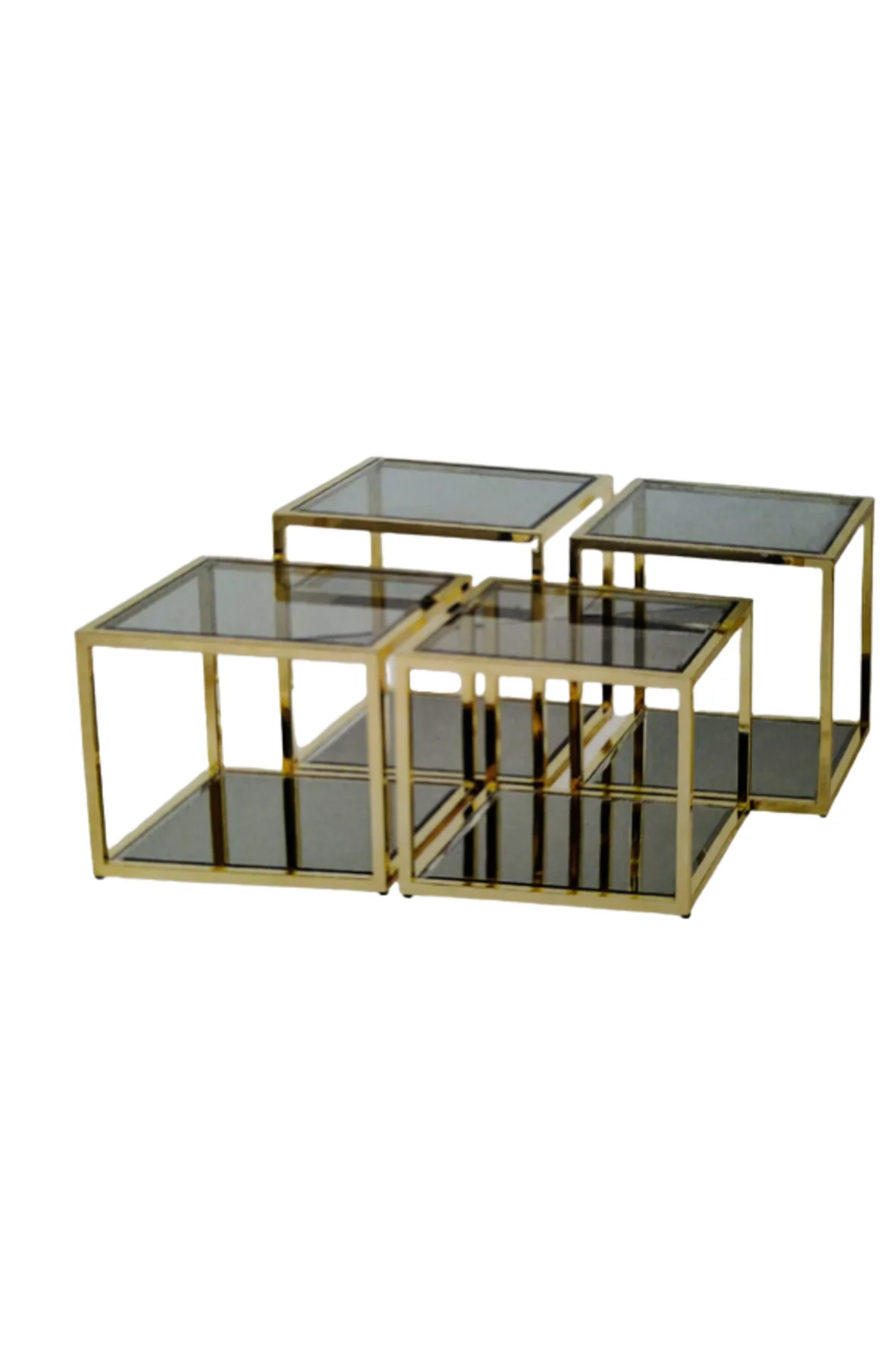 Zigon Orta 19333 Model kare Metal gold kaplama Temper kırılmaz cam füme El yapım - Görsel 3