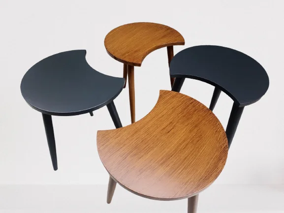 Zigon-Orta 19613 Sehpa Takım HİLAL Model Parlak Antrasit Ceviz Kayın RETRO Ayak Fiyatı, Yorumları ve Özellikleri