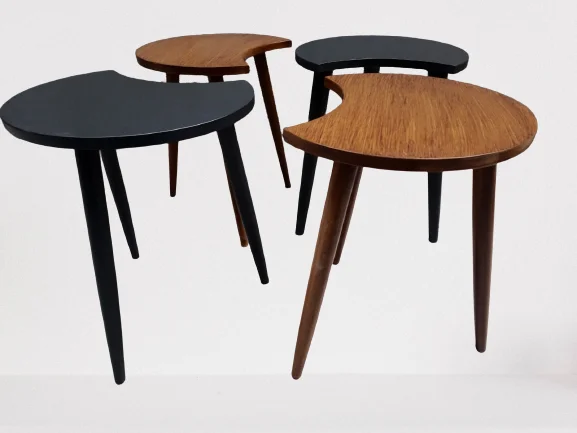 Zigon-Orta 19613 Sehpa Takım HİLAL Model Parlak Antrasit Ceviz Kayın RETRO Ayak Fiyatı, Yorumları ve Özellikleri