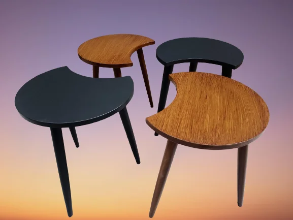 Zigon-Orta 19613 Sehpa Takım HİLAL Model Parlak Antrasit Ceviz Kayın RETRO Ayak Fiyatı, Yorumları ve Özellikleri