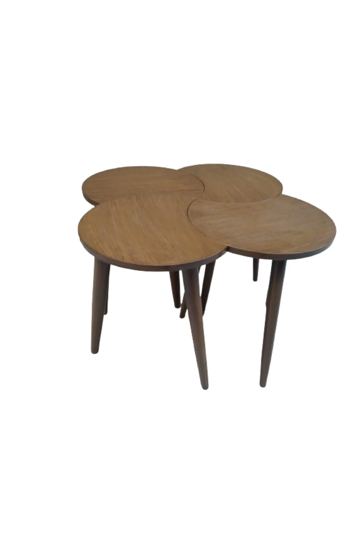 Zigon-Orta 19618 Sehpa Takım HİLAL Model Parlak Ceviz Kayın RETRO Ayak El Yapım - Görsel 3