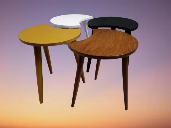 Zigon-Orta 19619 ST Sehpa Takım HİLAL Model Parlak Çok Renkli Kayın RETRO Ayak Zigon-Orta 19619 ST Sehpa Takım HİLAL Model Parlak Çok Renkli Kayın RETRO Ayak