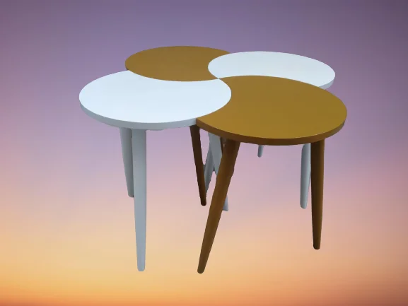 Zigon-Orta 19620 Sehpa Tk HİLAL Model Parlak Hardal Beyaz Kayın RETRO Ayak Elyapı Fiyatı, Yorumları ve Özellikleri