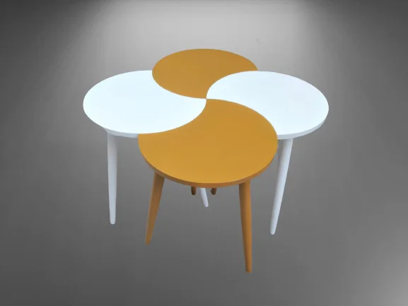 Zigon-Orta 19620 Sehpa Tk HİLAL Model Parlak Hardal Beyaz Kayın RETRO Ayak Elyapı Fiyatı, Yorumları ve Özellikleri