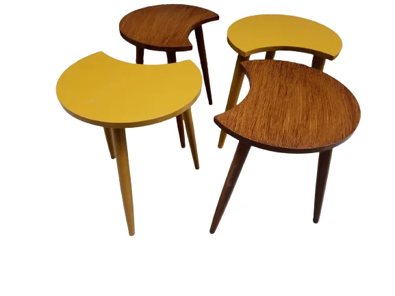 Zigon-Orta 19621 Sehpa Takım HİLAL Model Parlak Hardal Ceviz Kayın RETRO Ayak Fiyatı, Yorumları ve Özellikleri
