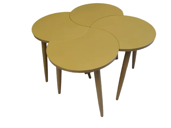 Zigon-Orta 19622 Sehpa Takım HİLAL Model Parlak Hardal Kayın RETRO Ayak El yapım Zigon-Orta 19622 Sehpa Takım HİLAL Model Parlak Hardal Kayın RETRO Ayak El yapım