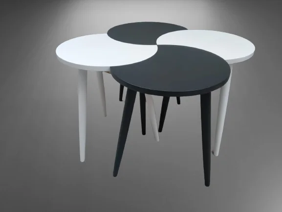 Zigon-Orta ST 19612 Sehpa Takım HİLAL Model Parlak Antrasit Beyaz Renk Kayın RETRO Ayak Fiyatı, Yorumları ve Özellikleri