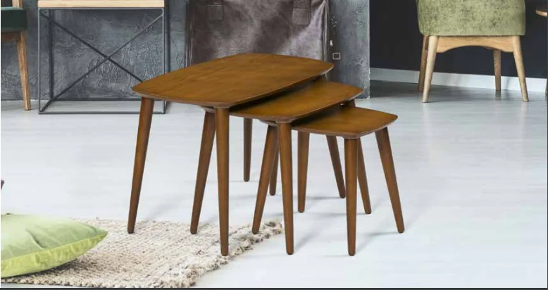 Zigon OSM 11777 Oval Model Sehpa Ceviz Nature renk Kayın İnce tor