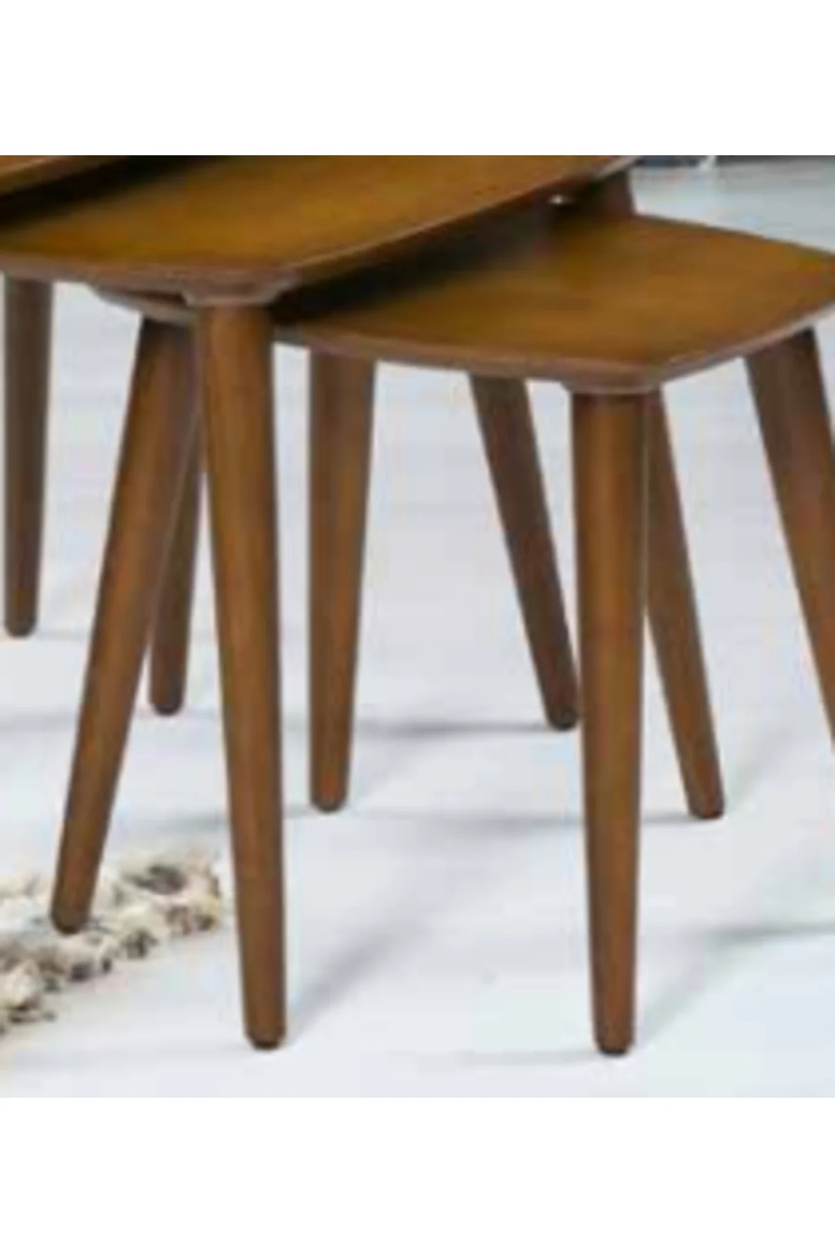 Zigon OSM 11777 Oval Model Sehpa Ceviz Nature renk Kayın İnce torna Retro ayak - Görsel 4