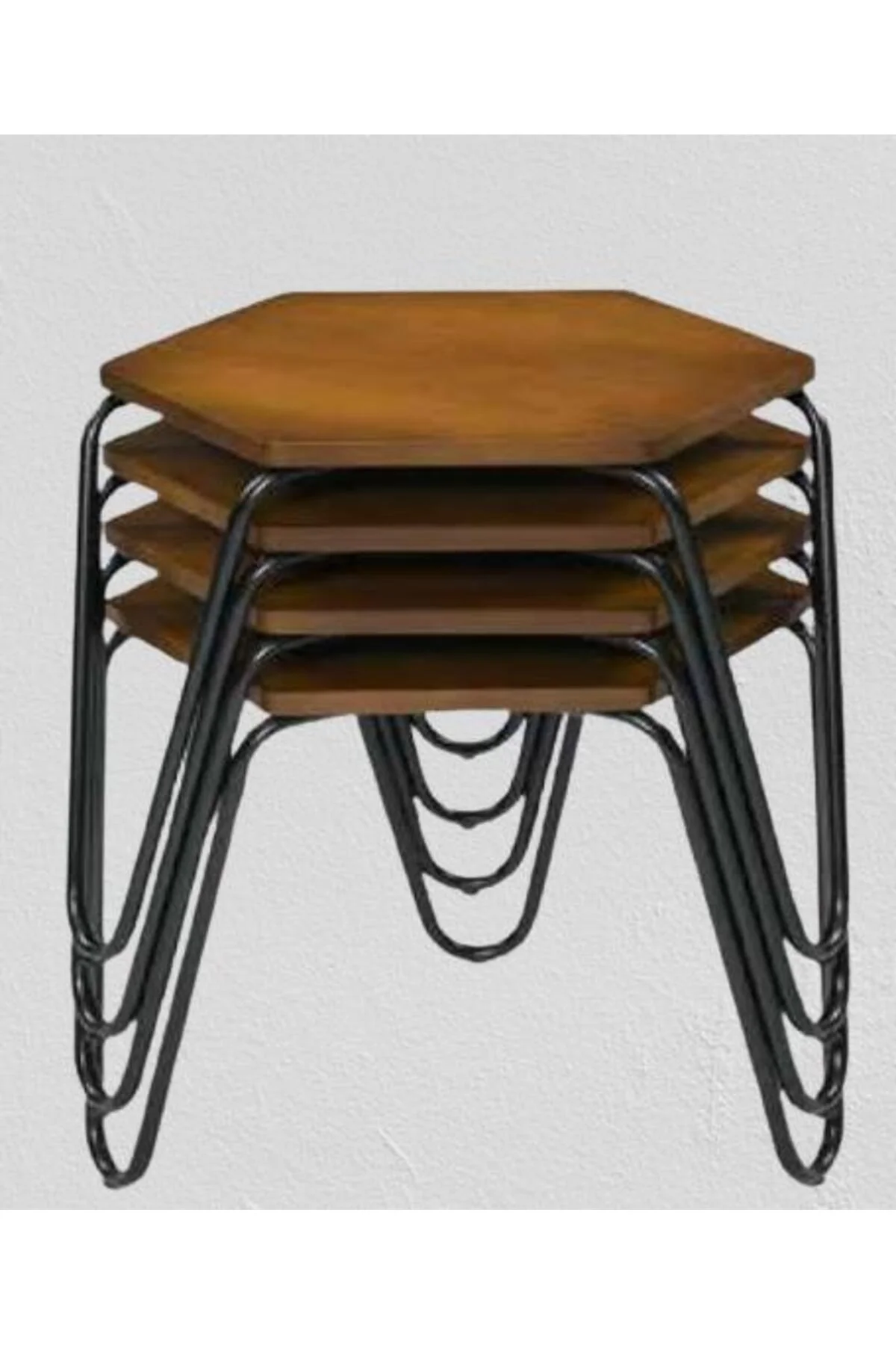 Zigon OSM 117940 PETEK Model Metal Nikelaj V Ayak CEVİZ RENK Tabla El Yapım - Görsel 4