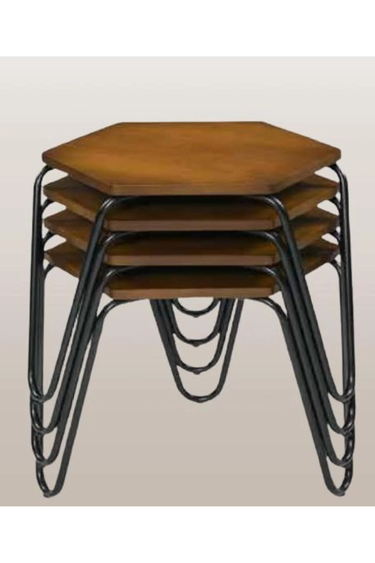 Zigon OSM 117940 PETEK Model Metal Nikelaj V Ayak CEVİZ RENK Tabla El Yapım - Görsel 2