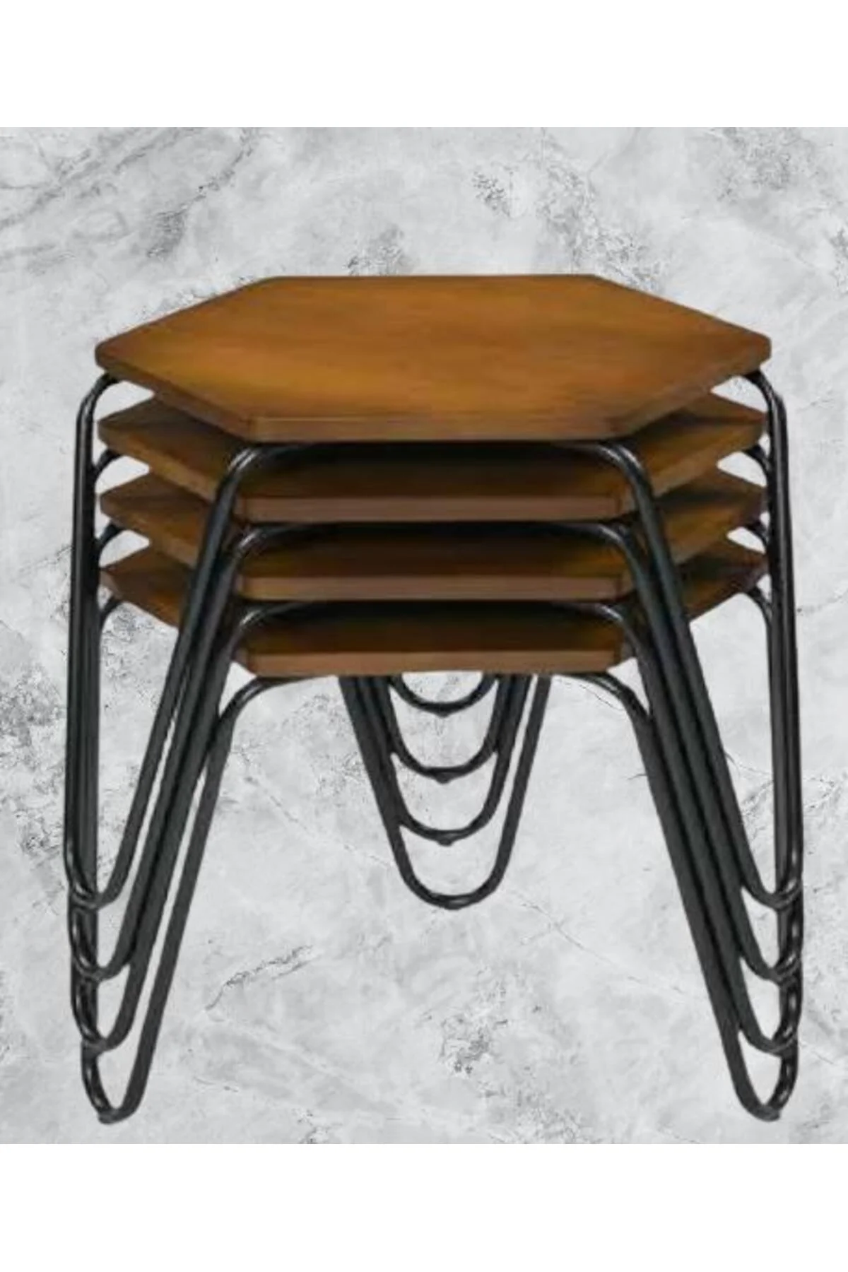 Zigon OSM 117940 PETEK Model Metal Nikelaj V Ayak CEVİZ RENK Tabla El Yapım - Görsel 3
