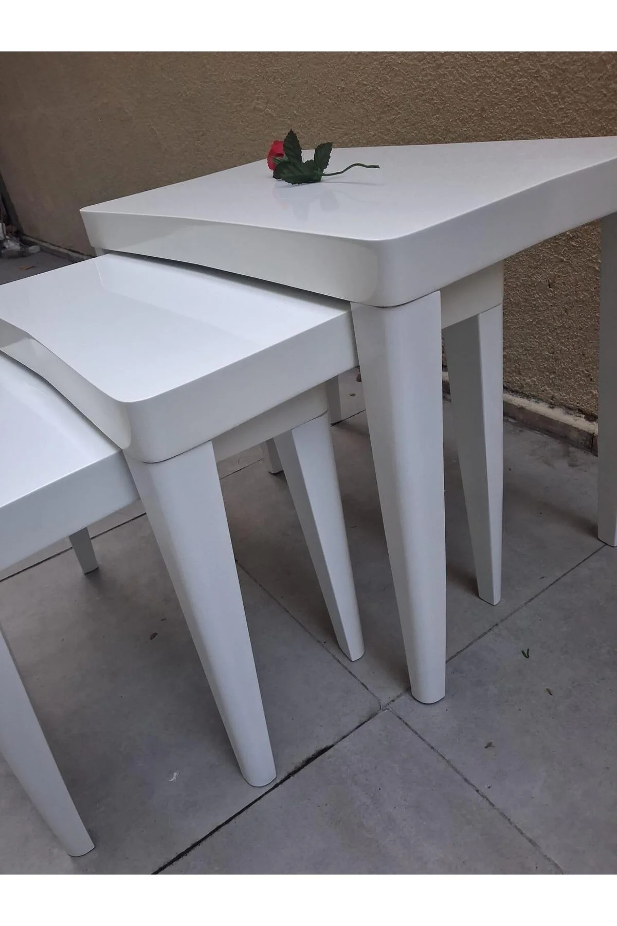 Zigon OSM 11804 KELEBEK MODEL Parlak Beyaz Renk Boya Kayın RETRO ayak El Yapım - Görsel 8