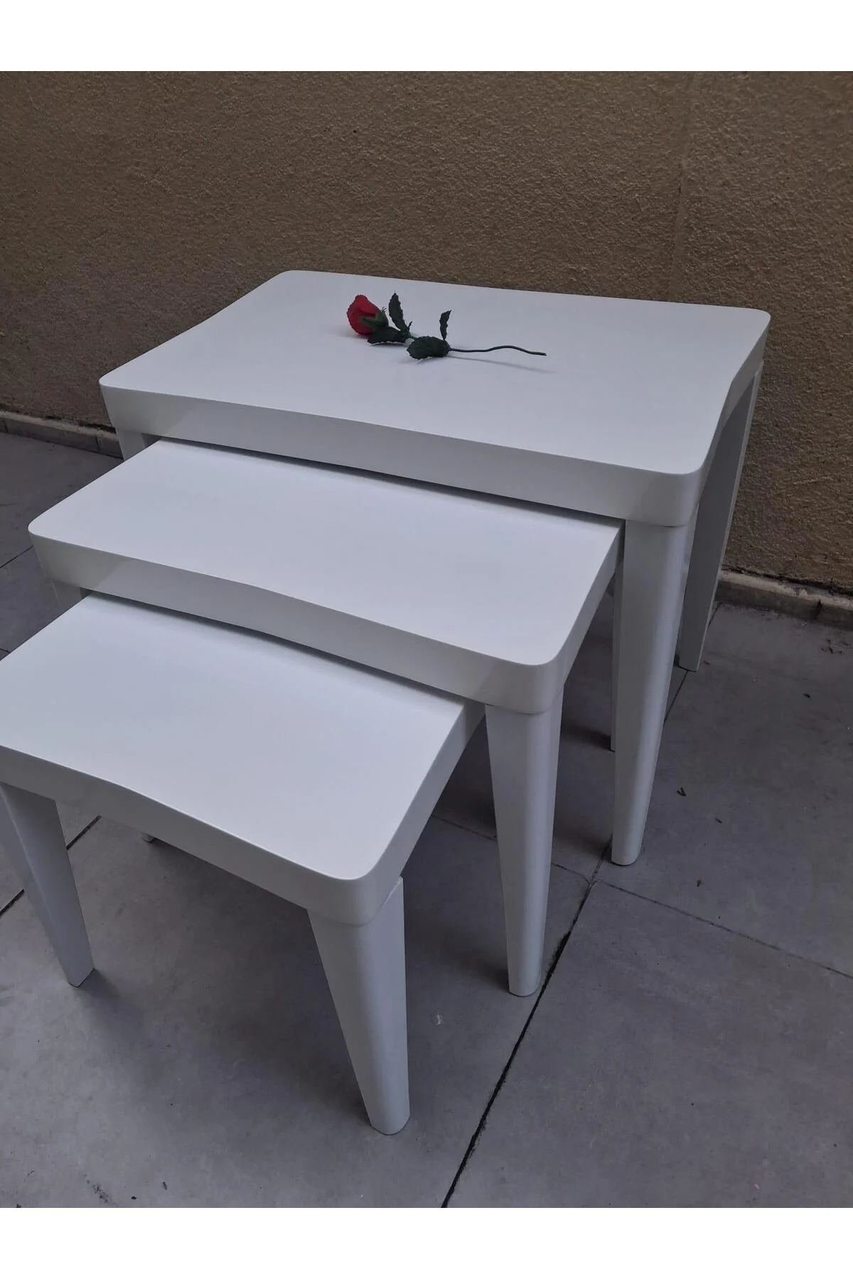 Zigon OSM 11804 KELEBEK MODEL Parlak Beyaz Renk Boya Kayın RETRO ayak El Yapım - Görsel 7