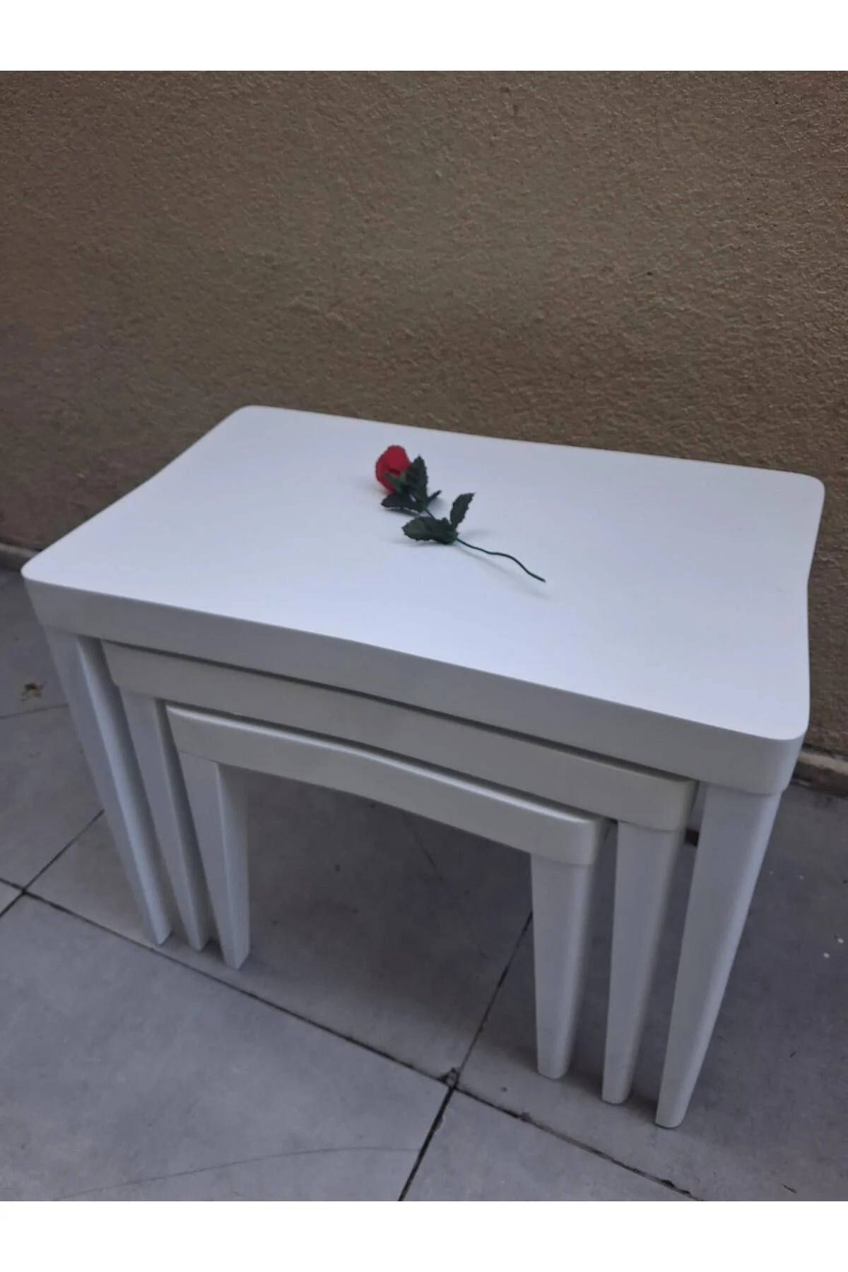 Zigon OSM 11804 KELEBEK MODEL Parlak Beyaz Renk Boya Kayın RETRO ayak El Yapım - Görsel 6