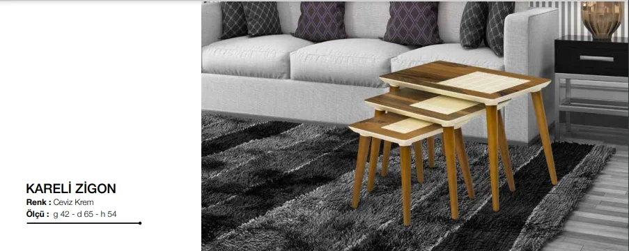 Zigon OSM 11814 Kareli MODEL Parlak Ceviz Krem renk boya Kayın to