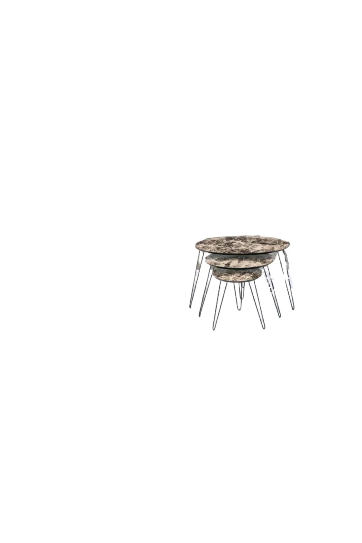 Zigon OSM 11820 ELİPS Metal Çeik V ayak Model Ahşap Sarı Mermer mdf Tabla El Yapı - Görsel 2
