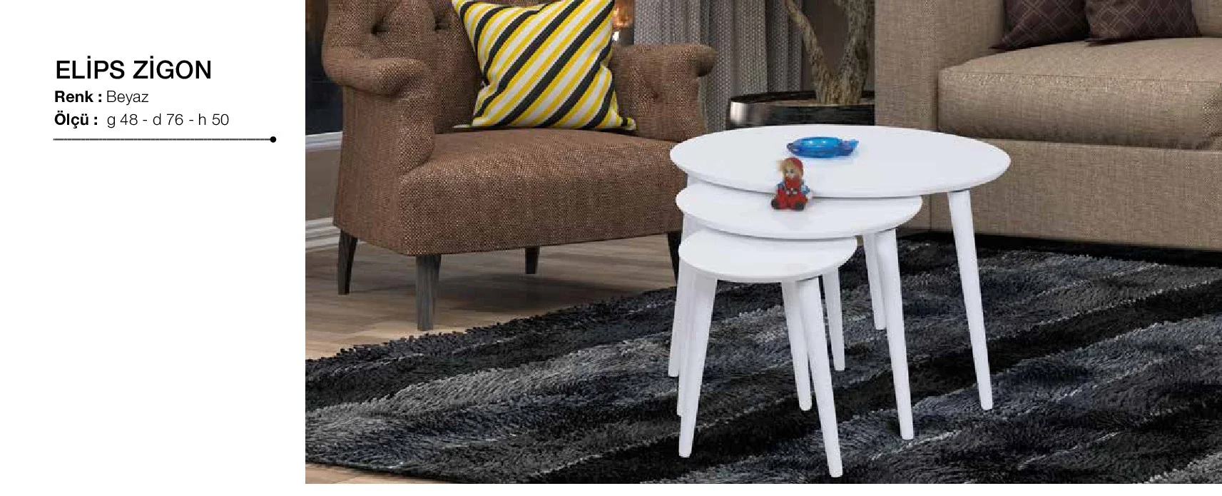 Zigon OSM 11821 ELİPS Model Kayın RETRO ayak Parlak beyaz Lake Bo