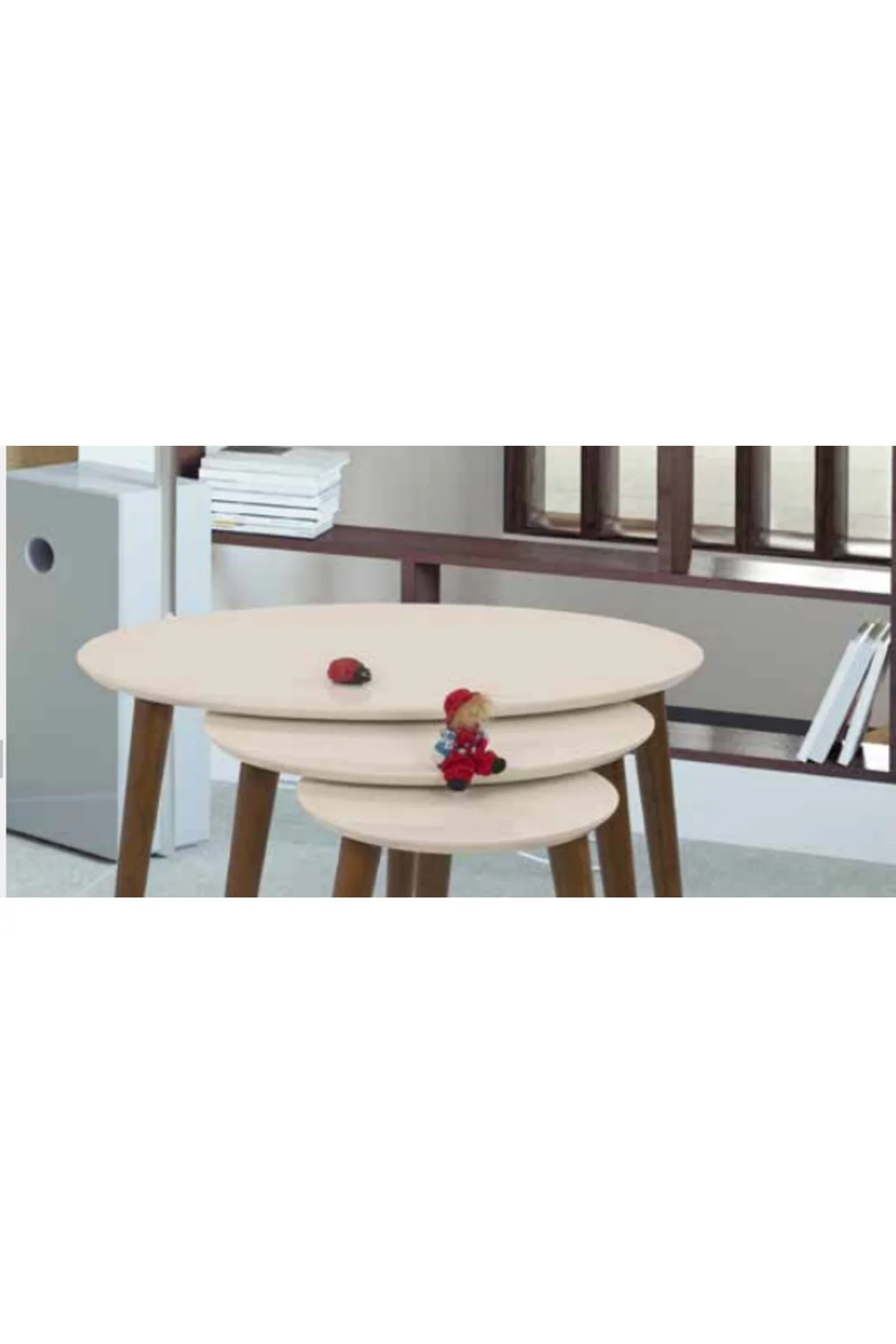 Zigon OSM 11822 Model Kayın Torna RETRO ayak Parlak Krem ceviz Lake Boya El Yapı - Görsel 5