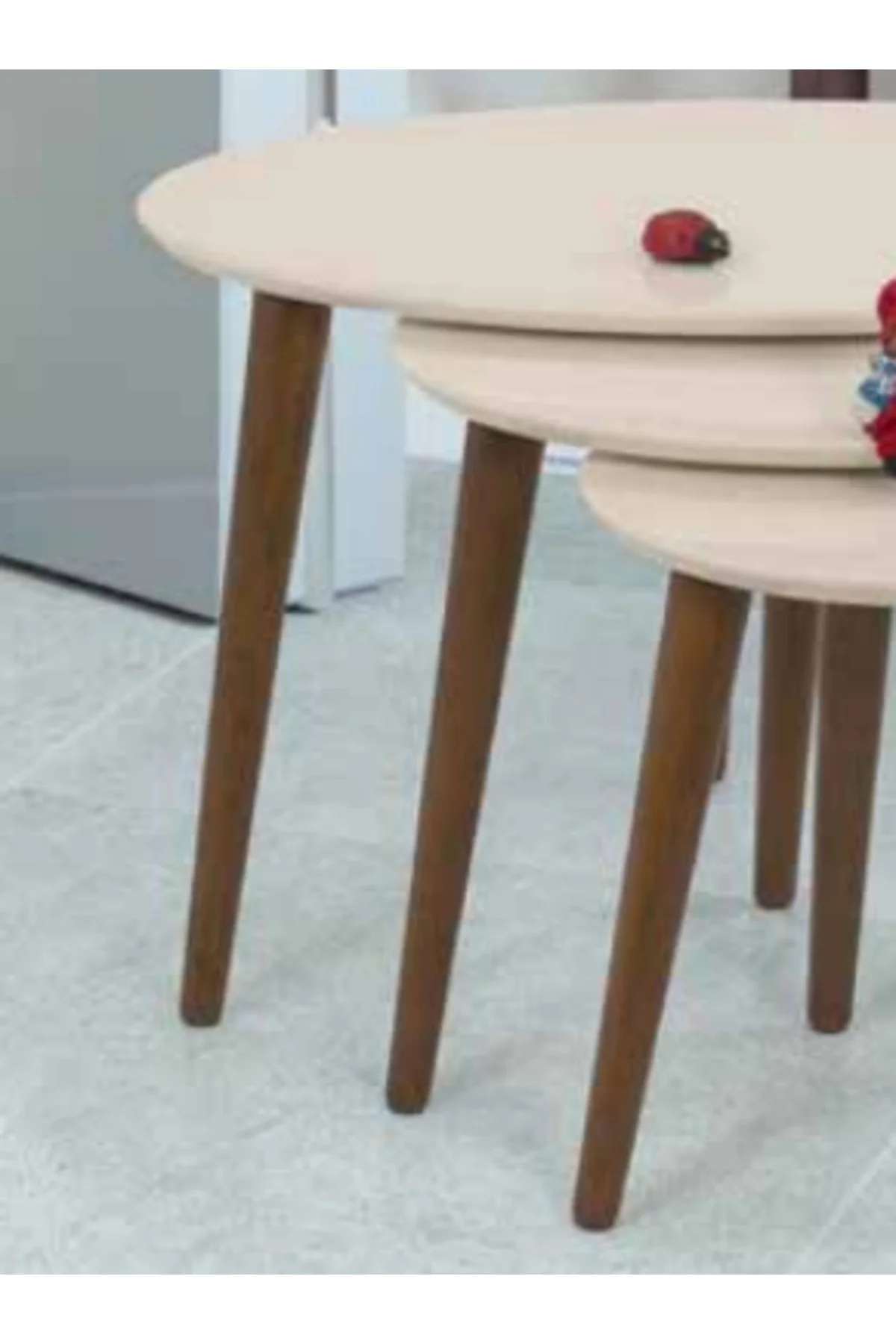Zigon OSM 11822 Model Kayın Torna RETRO ayak Parlak Krem ceviz Lake Boya El Yapı - Görsel 4
