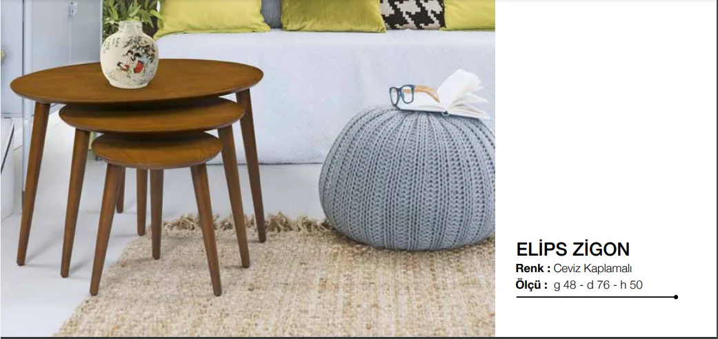 Zigon OSM 11823 Klasik ELİPS Kayın RETRO ayak ceviz MDF kaplamalı