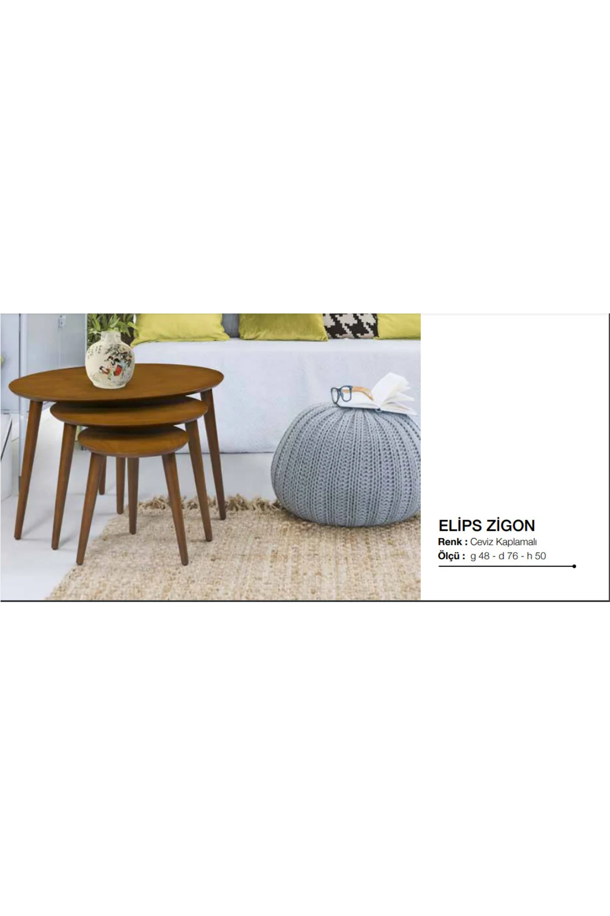 Zigon OSM 11823 Klasik ELİPS Kayın RETRO ayak ceviz MDF kaplamalı tabla El Yapım - Görsel 6