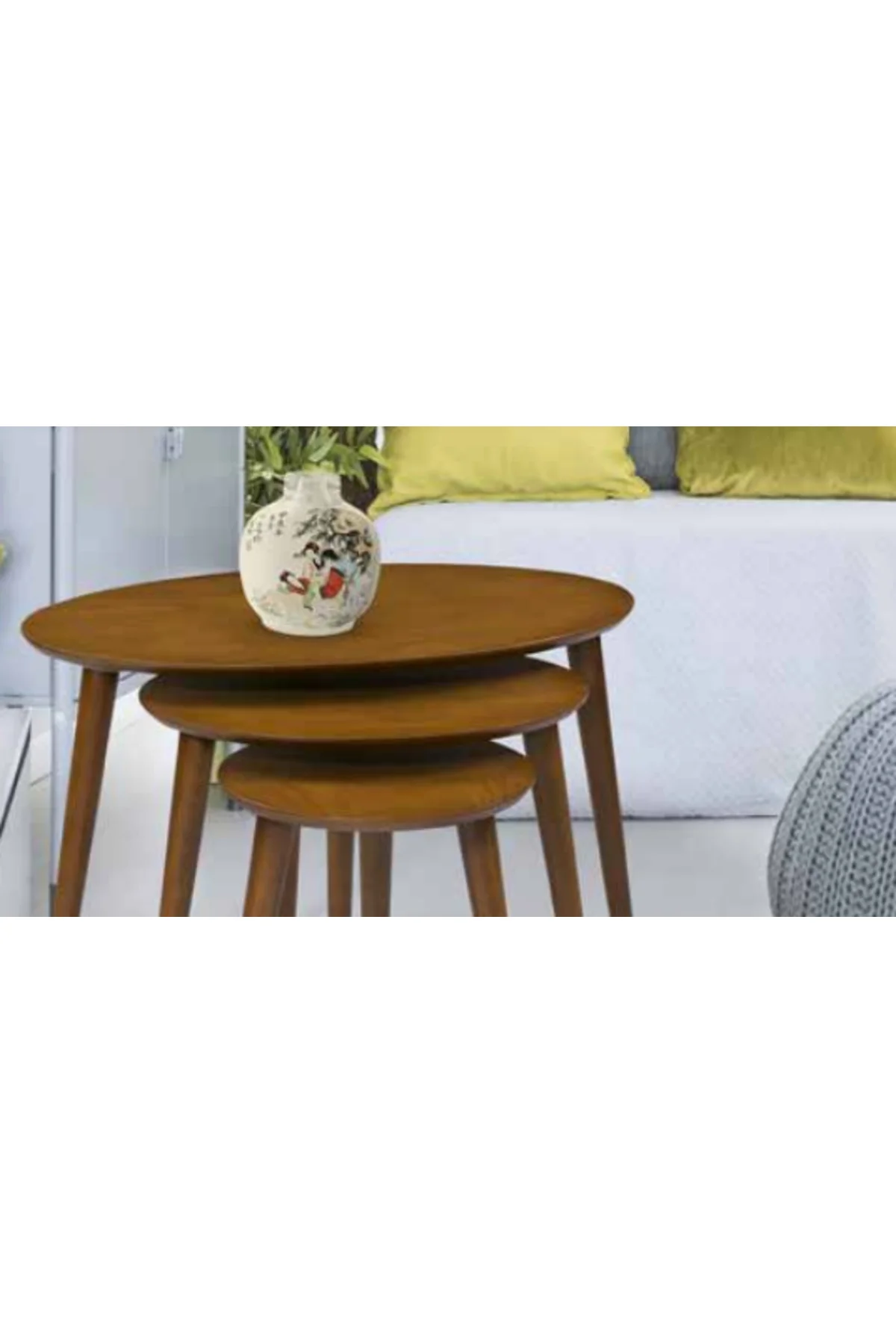 Zigon OSM 11823 Klasik ELİPS Kayın RETRO ayak ceviz MDF kaplamalı tabla El Yapım - Görsel 4