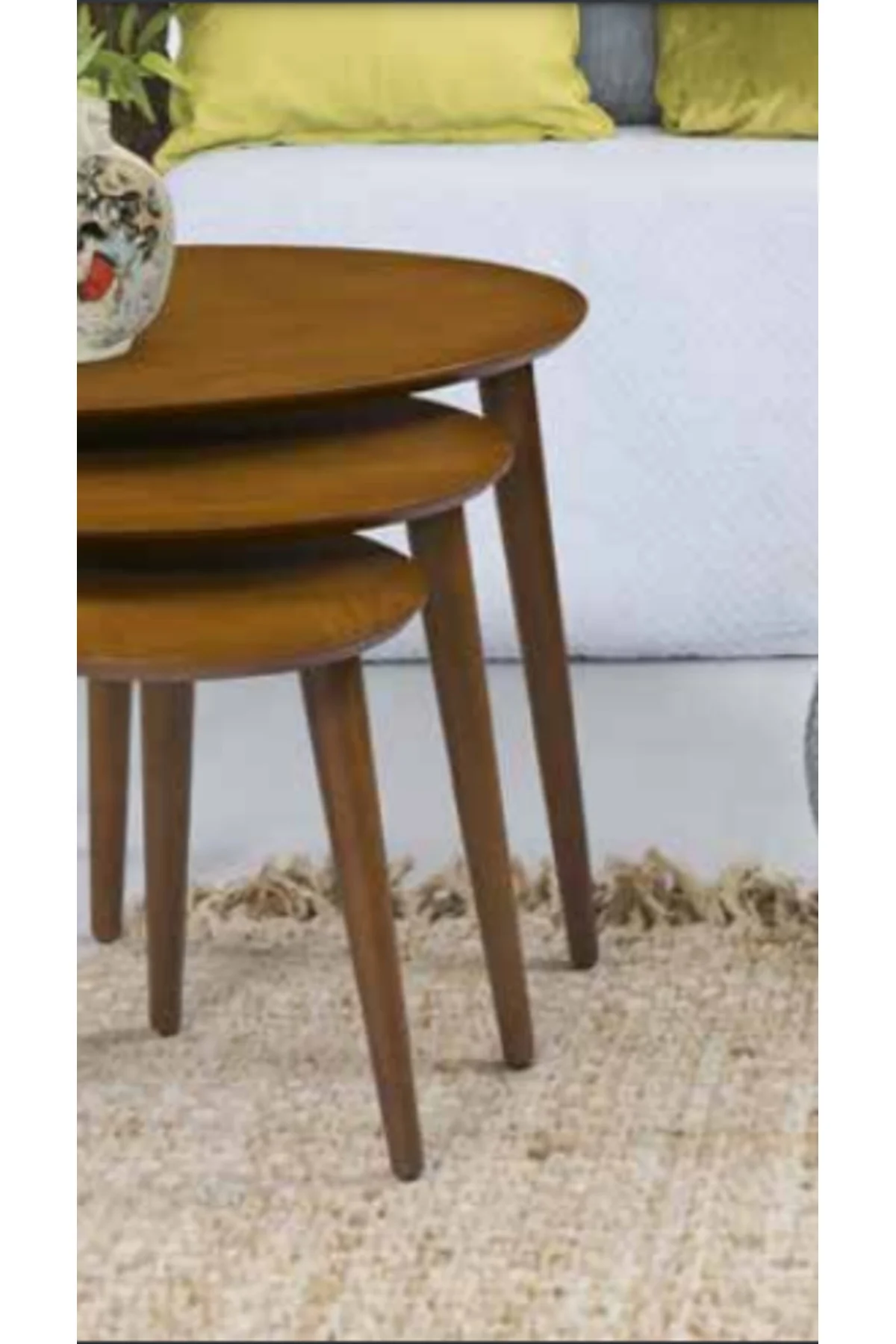 Zigon OSM 11823 Klasik ELİPS Kayın RETRO ayak ceviz MDF kaplamalı tabla El Yapım - Görsel 3