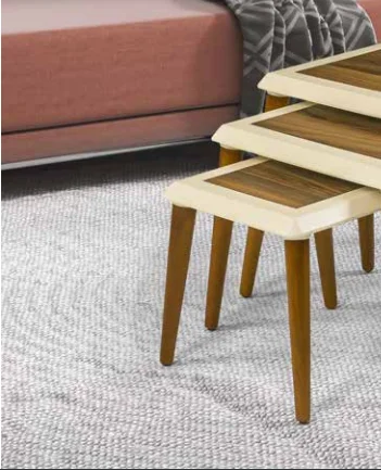 Zigon OSM 11829 Çerçeve Model Sehpa Parlak Ceviz Krem Ahşap Kayın