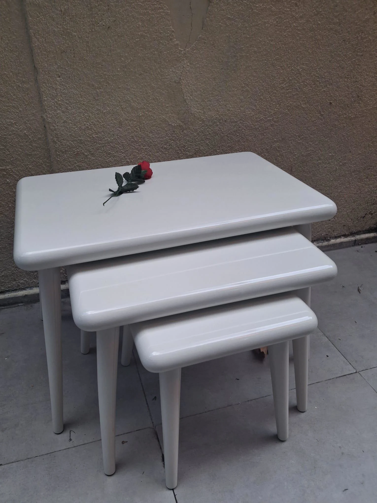 Zigon OSM 13280 CLASS Model Sehpa Parlak Beyaz Ahşap Kayın Retro 