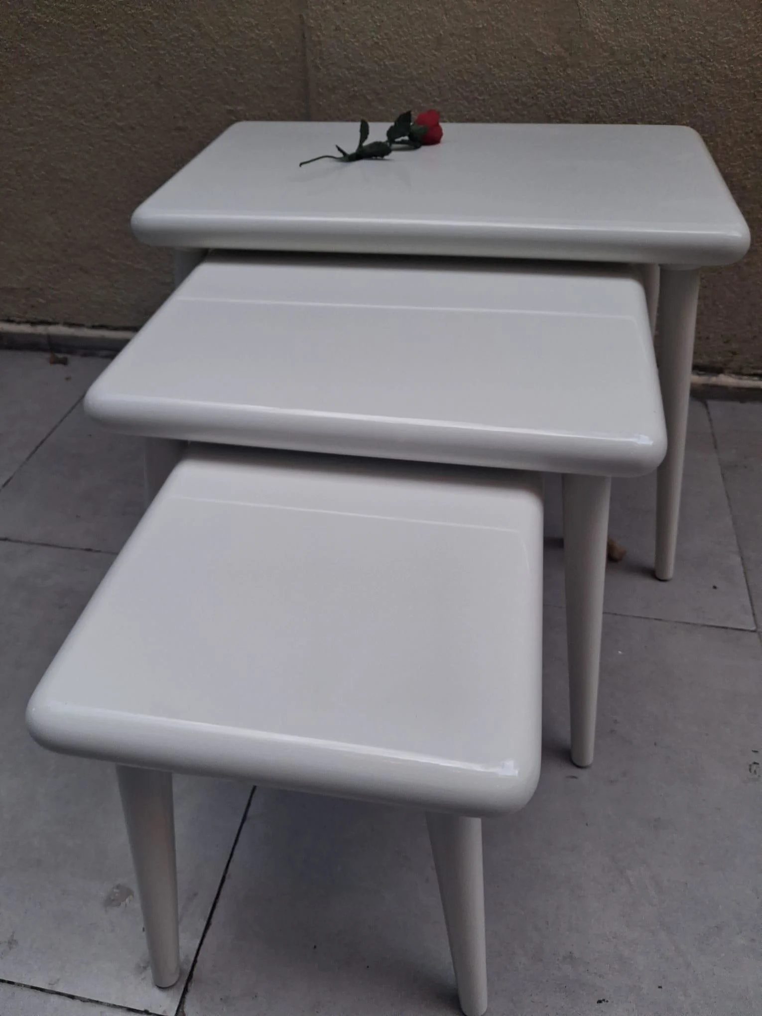 Zigon OSM 13280 CLASS Model Sehpa Parlak Beyaz Ahşap Kayın Retro 