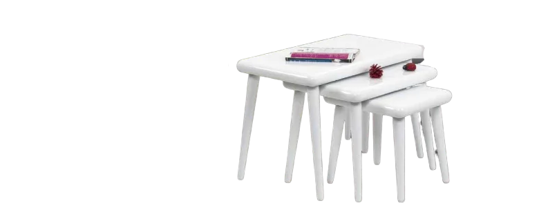 Zigon OSM 13280 CLASS Model Sehpa Parlak Beyaz Ahşap Kayın Retro 