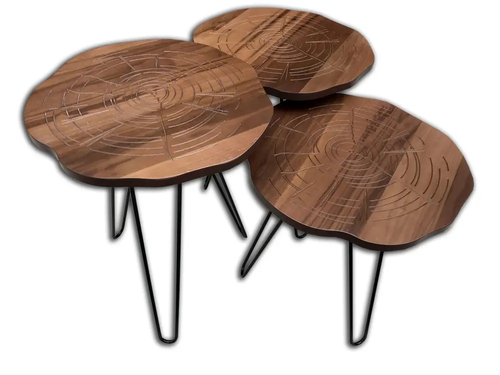 Zigon OSM 13704 Papatya Sehpa Parlak Kütük Desen Metal Transmisyo