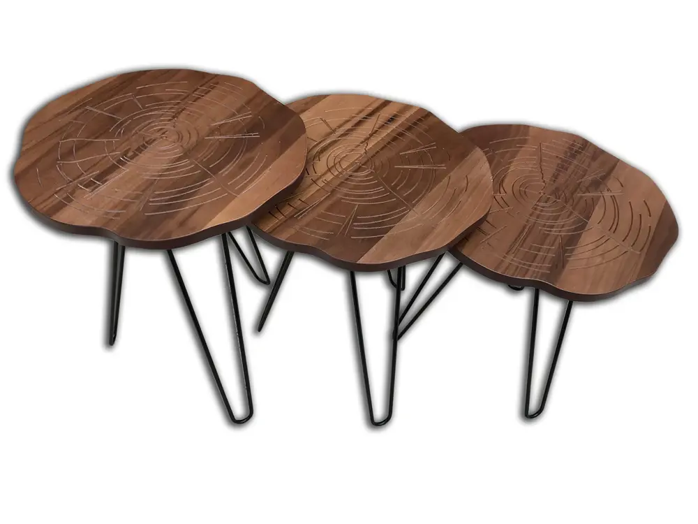 Zigon OSM 13704 Papatya Sehpa Parlak Kütük Desen Metal Transmisyo