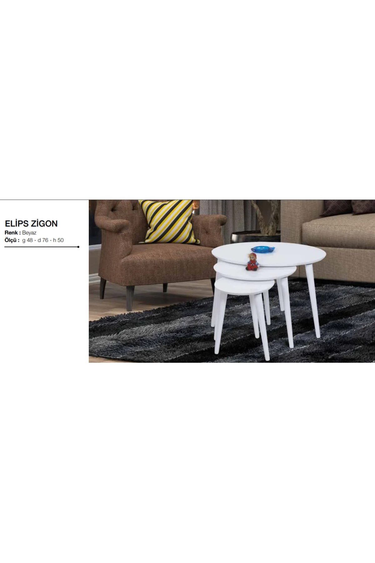 Zigon Osm 17106 ELİPS Model Sehpa Parlak Beyaz Kayın Torna retro ayak El Yapımı - Görsel 8