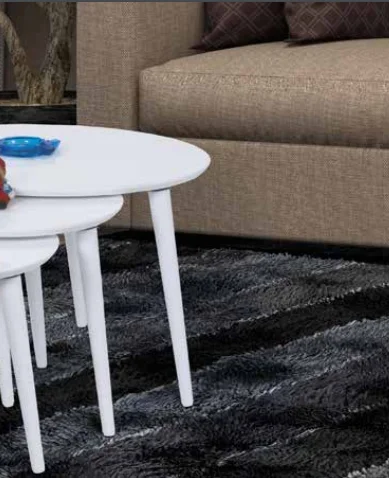 Zigon Osm 17106 ELİPS Model Sehpa Parlak Beyaz Kayın Torna retro 