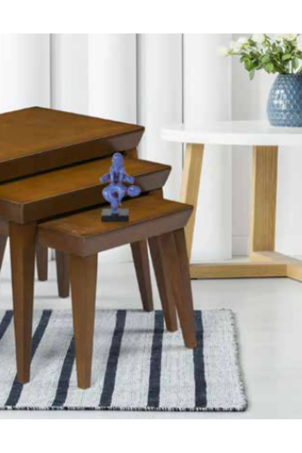 Zigon OSM 18253 Piramit Model Klasik Sehpa Kayın Retro Ayak Ceviz Ahşap Elyapım - Görsel 3