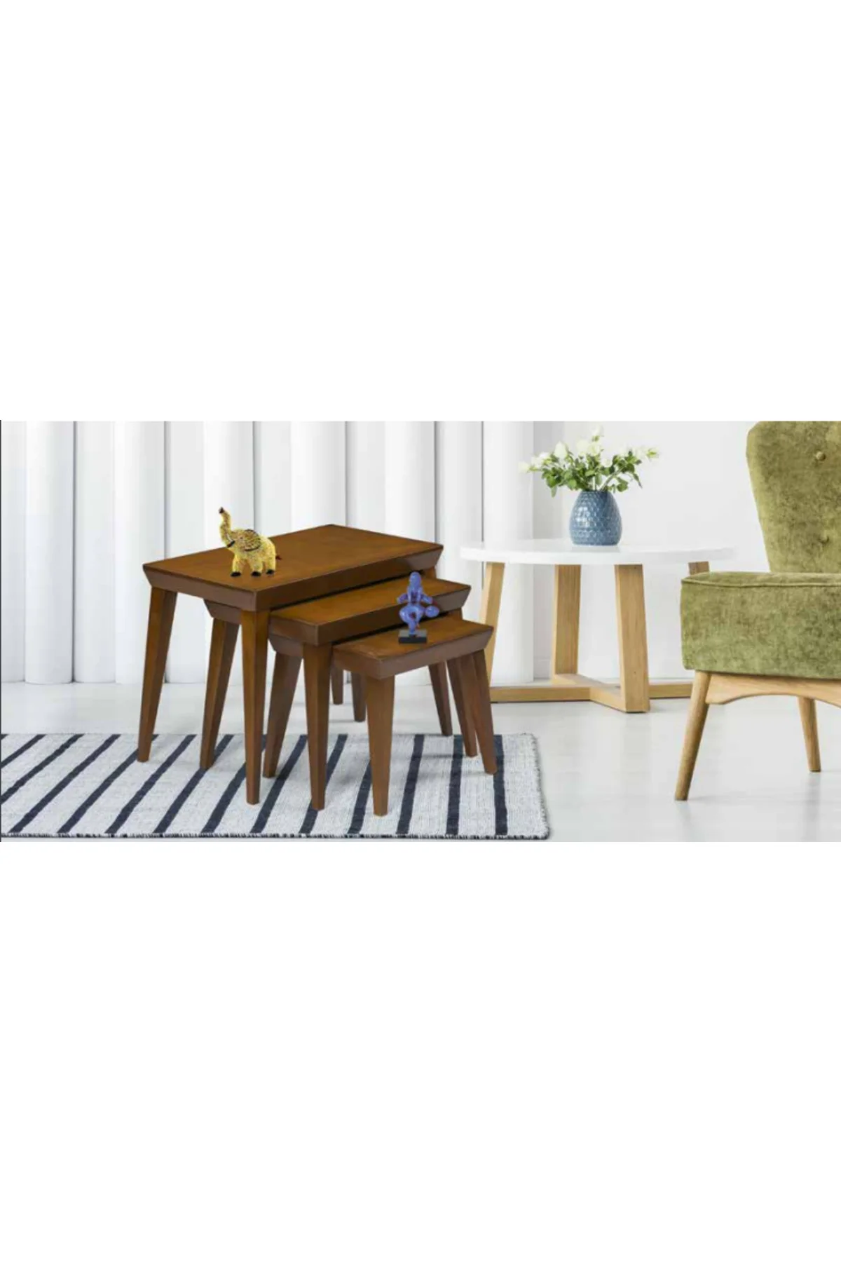 Zigon OSM 18253 Piramit Model Klasik Sehpa Kayın Retro Ayak Ceviz Ahşap Elyapım - Görsel 2