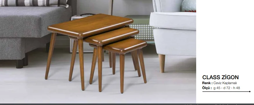 Zigon Osm 18258 CLASS Model klasik Sehpa Ceviz Ahşap Kayın retro 