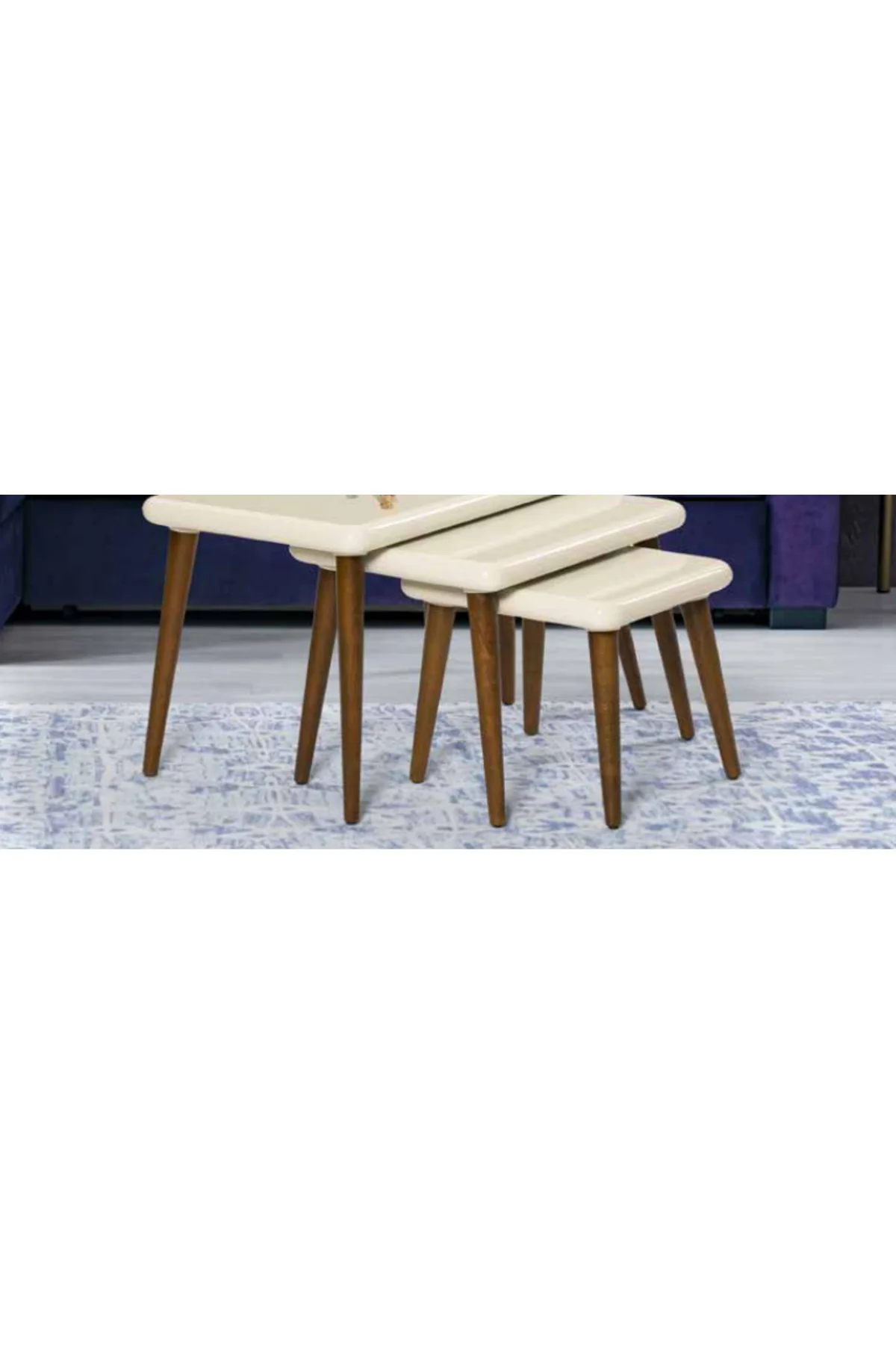 Zigon Osm 18529 CLASS Model Klasik Sehpa Kayın Retro Ayak Krem Ceviz renk Elyapı - Görsel 6