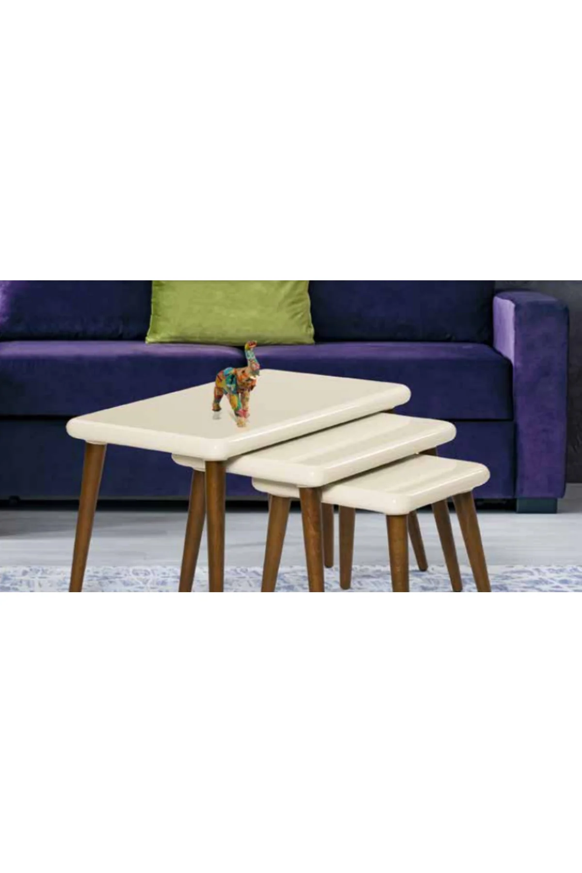 Zigon Osm 18529 CLASS Model Klasik Sehpa Kayın Retro Ayak Krem Ceviz renk Elyapı - Görsel 4