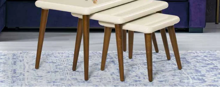 Zigon Osm 18529 CLASS Model Klasik Sehpa Kayın Retro Ayak Krem Ce