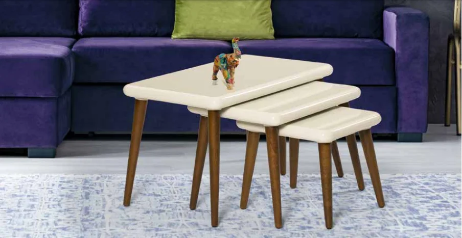 Zigon Osm 18529 CLASS Model Klasik Sehpa Kayın Retro Ayak Krem Ce