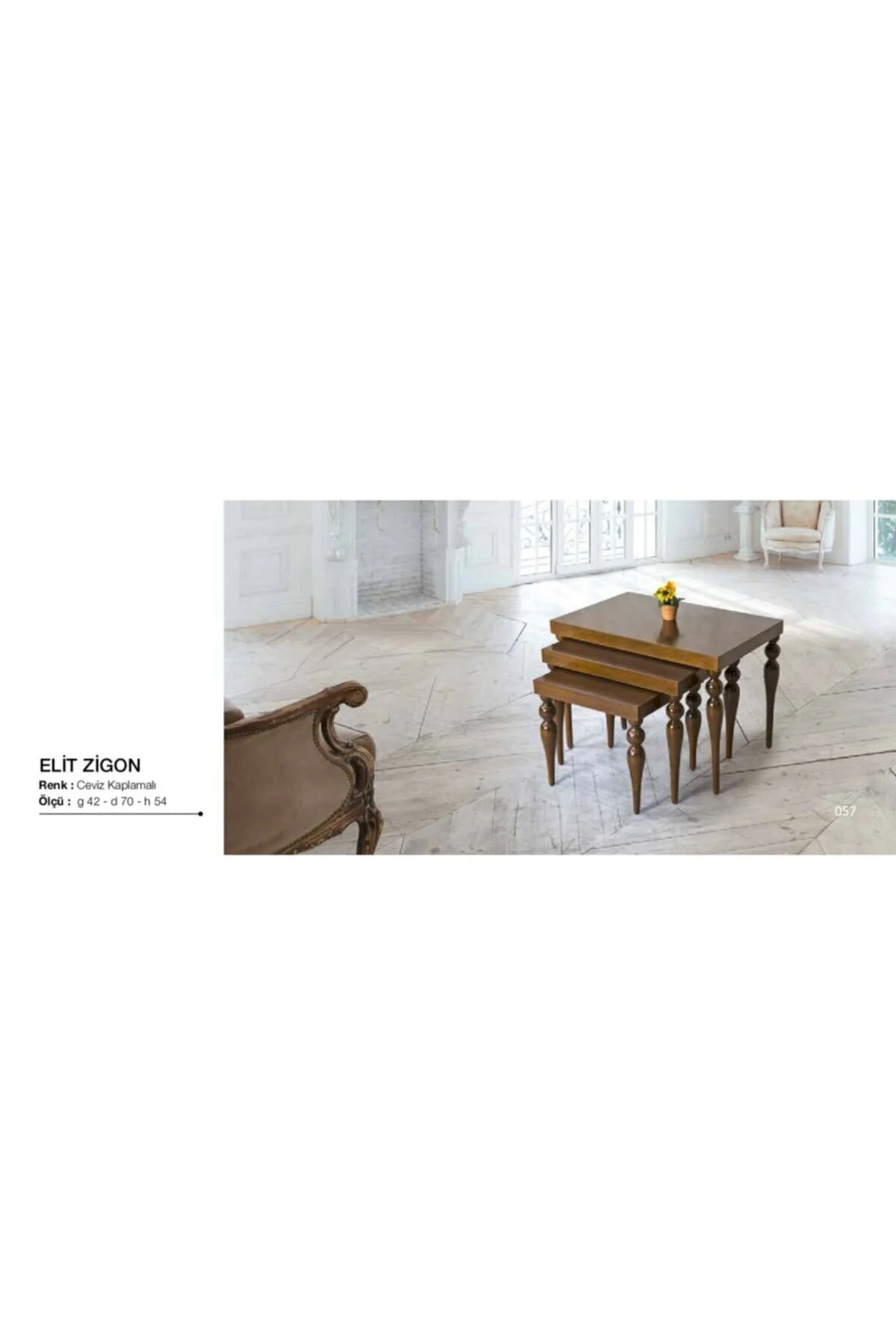 Zigon OSM 18531 ELİT Model Sehpa Parlak Ceviz Kayın torna RETRO B