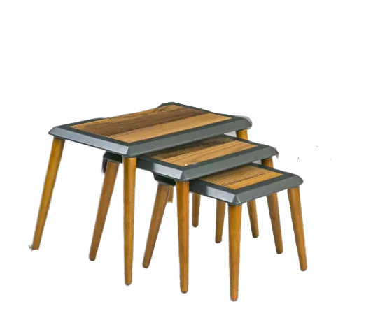 Zigon Osm11830 Çerçeve Model Sehpa Kayın RETRO Ayak Ceviz Gri Lak