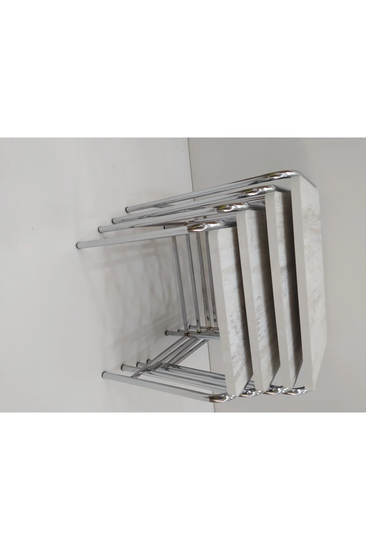 Zigon Sehpa 14005 Demet Metal Model Nikelaj Ayak Ahşap Dalga Desen El Yapım - Görsel 2