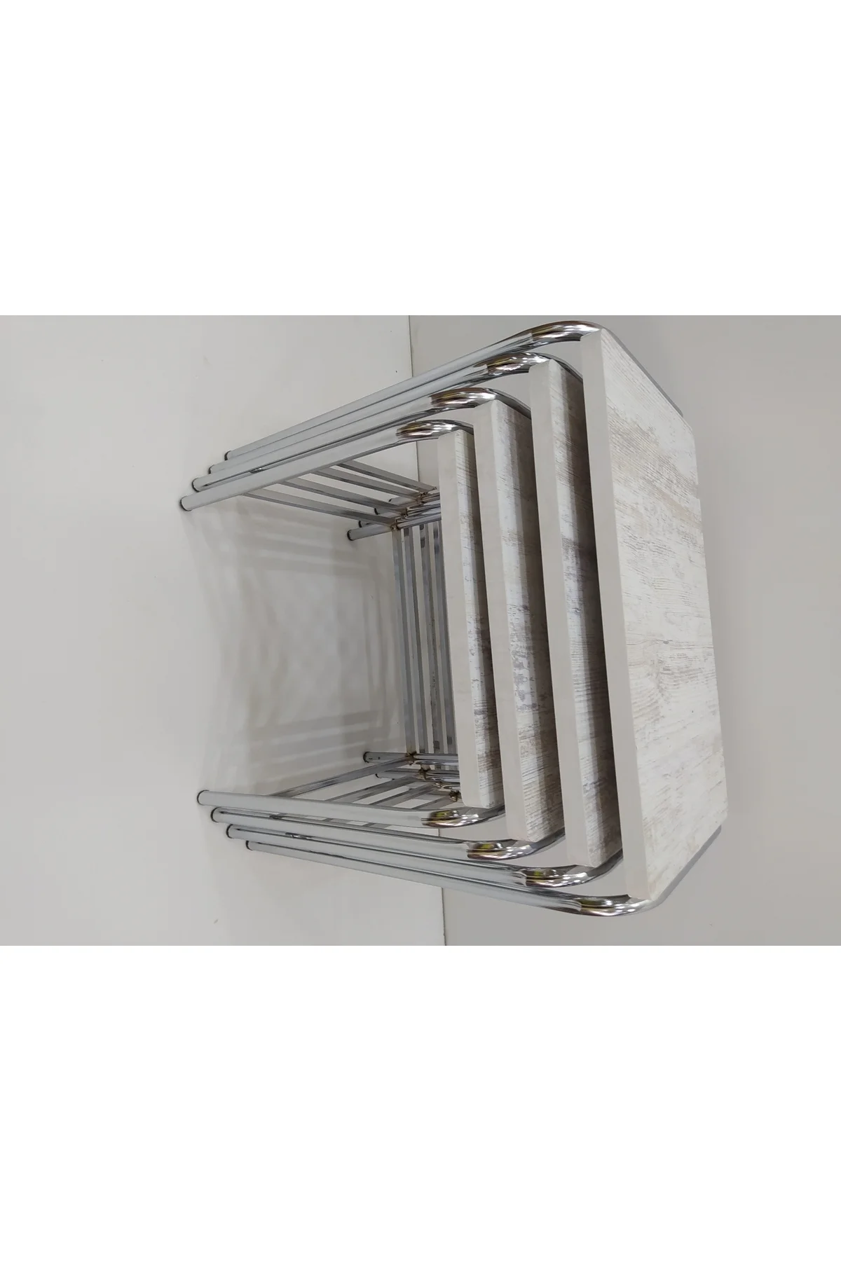 Zigon Sehpa 14005 Demet Metal Model Nikelaj Ayak Ahşap Dalga Desen El Yapım - Görsel 5