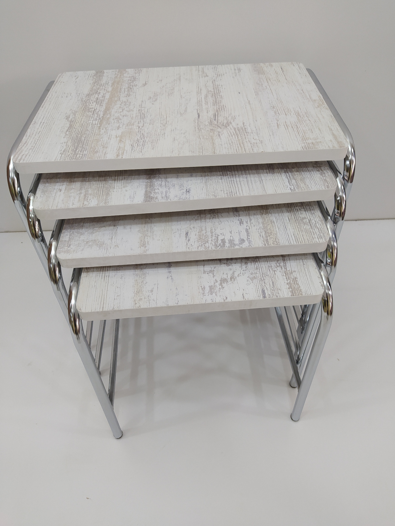 Zigon Sehpa 14005 Demet Metal Model Nikelaj Ayak Ahşap Dalga Dese